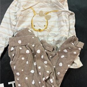 Source Unknown Brown and White Bunny Kids Pajama Set